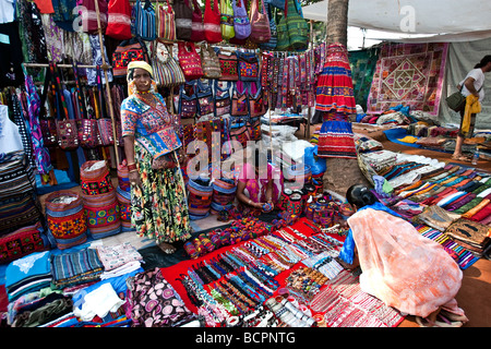 Anjuna weekly hippy flea market Goa India Stock Photo