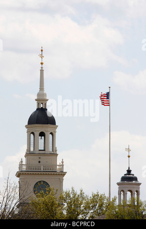 The Clocktower at the Henry Ford Museum Dearborn Detroit Michigan in USA US low angle from below United States nobody of America hi-res Stock Photo