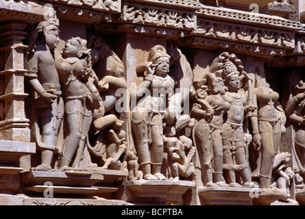 Khajuraho India Lakshmana Temple Detail Stock Photo