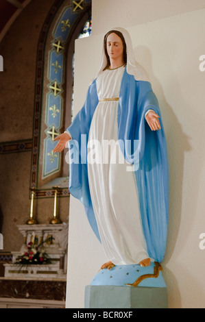 Statue of the Blessed Virgin Mary in Clongeen Roman Catholic church chapel. Stock Photo