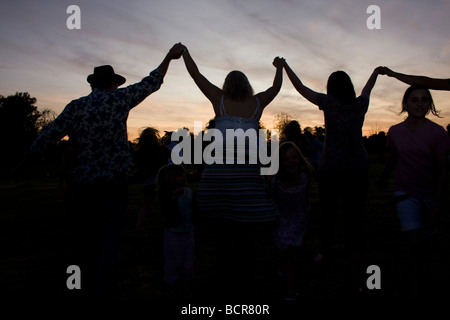 The annual field dance at Rendham, Suffolk follows the village fete. Stock Photo