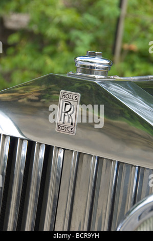 Close up of a vintage Rolls Royce motor car radiator grill England UK United Kingdom GB Great Britain Stock Photo