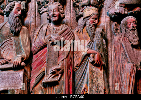 Spain, St. James Way: Detail of the Portico de la  Gloria at the Cathedral of Santiago de Compostela