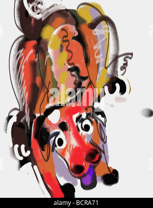 Red dog, 2006, Diana Ong (b.1940/Chinese-American) Computer Graphics Stock Photo