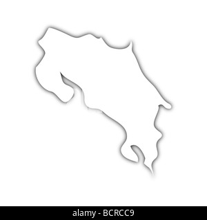 white map of costa rica on black shadow Stock Photo