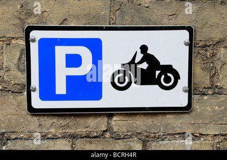 Motorcycle parking sign, Cambridge England UK Stock Photo