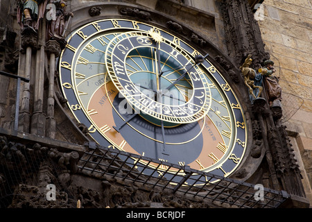 The Prague Astronomical Clock or Prague Orloj is a medieval astronomical clock located in Prague, Czech Republic Stock Photo