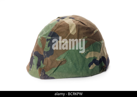 wwII army hat steel shell with camoflague Stock Photo