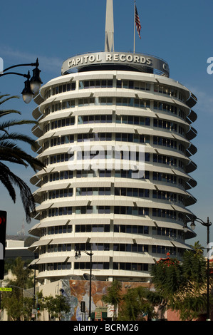 The Capitol Records building in Hollywood CA Stock Photo