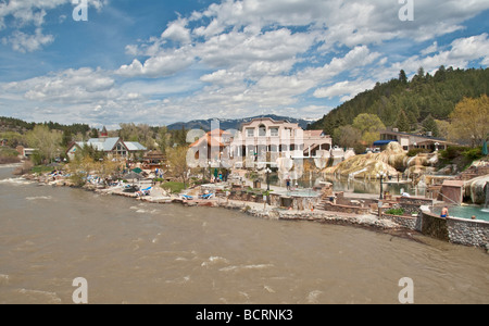 Colorado Pagosa Springs Resort hot springs pools overlooking San Juan River Stock Photo