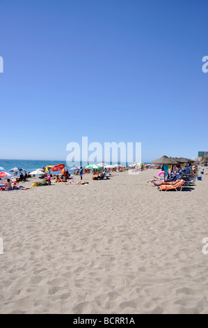 Playa del Bajondillo, Torremolinos, Costa del Sol, Malaga Province, Andalusia, Spain Stock Photo