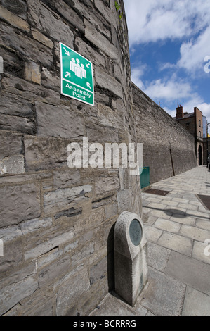 Assembly point sign at Dublin Castle Stock Photo