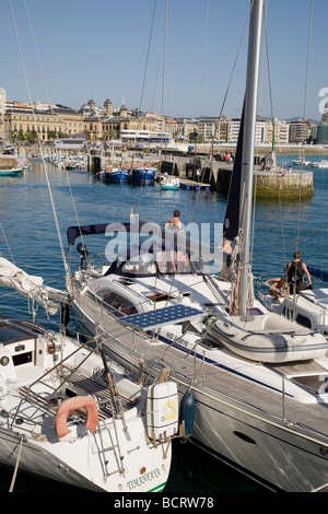 Yacht in the Port of San Sebastian Basque Country Spain Stock Photo