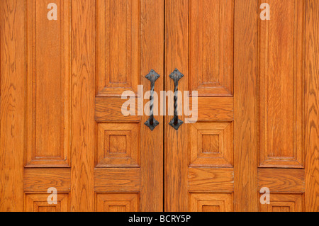 Wooden church doors. Stock Photo
