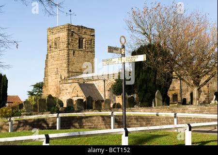 Husthwaite village North Yorkshire UK showing the 12th Century St ...