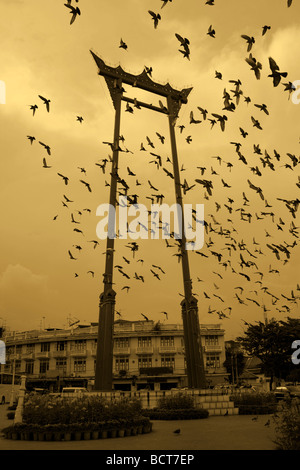 Giant swing religious structure in front of Wat Suthat temple in Bangkok Thailand Stock Photo