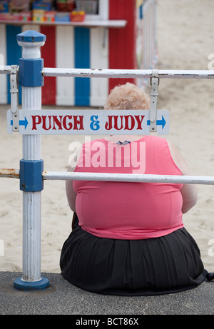 A Punch and Judy show sign on the sea front at Weymouth England UK Stock Photo