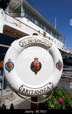 Royal yacht Britannia moored at Ocean Terminal in the Scottish port of  Leith Edinburgh Stock Photo