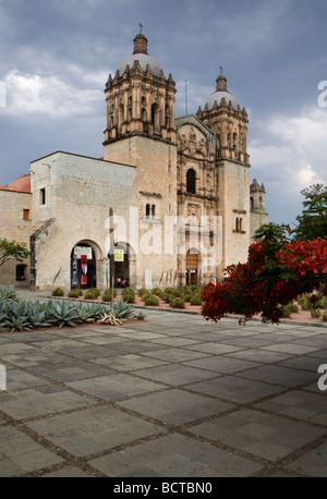 The Santo Domingo Church begun in 1572 by the Dominican  order is now a Museum on a pedestrian-only street in Oaxaca City Mexico Stock Photo