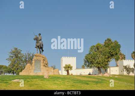 Memorial Southwest rider and old fort, Windhoek, Namibia, Africa Stock Photo