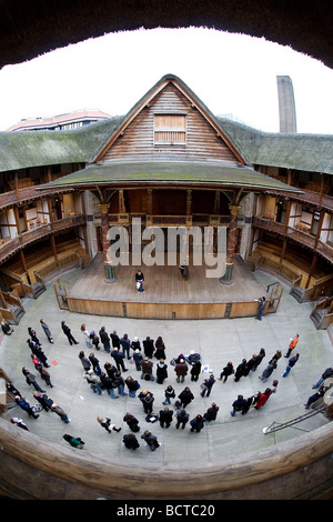 General View of Shakespeare's Globe Theatre, on the South Bank in central London. Stock Photo