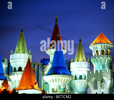 Towers, Excalibur Hotel and Casino, Las Vegas, Nevada, USA Stock Photo