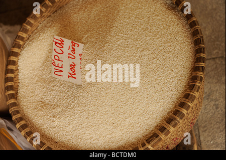 vietnamese wild rice in rice shop in old quarter Hanoi, vietnam. Stock Photo