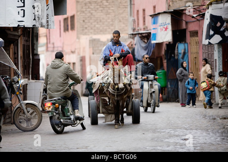 A street scene in Medina, old town of Marrakech, Morocco. Stock Photo