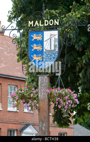 Village Sign, Maldon Essex UK Stock Photo