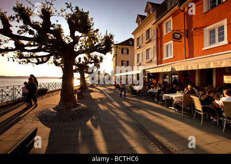 Waterfront promenade on Lake Constance in Meersburg on Lake Constance, administrative district of Tuebingen, Bodenseekreis dist Stock Photo