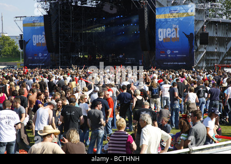 Audience at the Open Air Festival, Muehldorf am Inn, Bavaria, Germany Stock Photo
