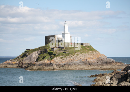 light house in the Mumbles, Swansea in South wales Stock Photo