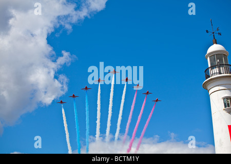 The royal air force red arrows performing at the Sunderland airshow Stock Photo