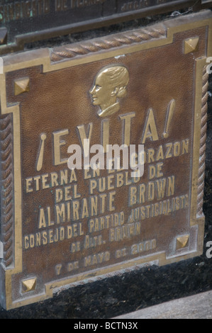 Eva Peron plaque, La Recoleta Cemetery, Recoleta, Buenos Aires, Argentina Stock Photo