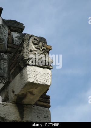 detail of tomb memorial type relics on the old appian way in rome italy