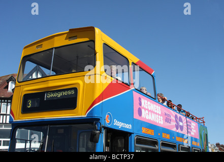 An open top tour bus at Skegness, Lincolnshire, England, U.K. Stock Photo