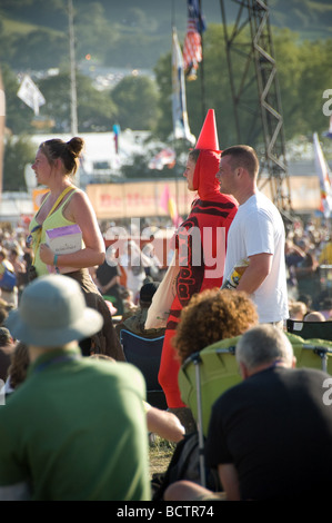 Girl dressed as red Crayola Crayon, glastonbury festival 2009 Stock Photo