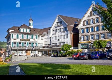 Heritage Appenzell houses in Gais village centre, Switzerland Stock Photo