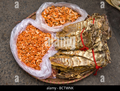 Dried Fish on sale in Street Market Hanoi Vietnam Stock Photo