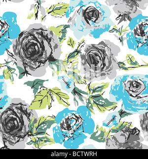 Rose seamless flower background, vector illustration Stock Photo - Alamy