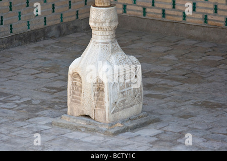 Carved Pillar inside the Toshhovli Palace in Khiva Uzbekistan Stock