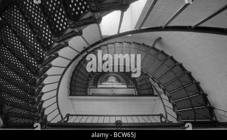 View looking up into the tower and spiral staircase of the St Augustine lighthouse Stock Photo