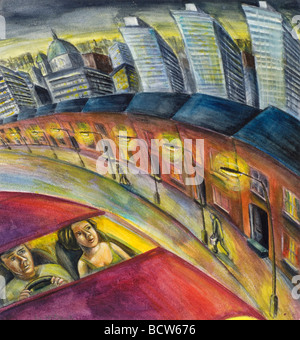 Night Moves by Lucile Montague, watercolor painting, 2007 Stock Photo