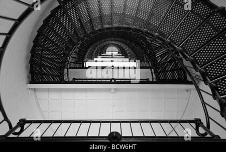 View looking up into the tower and spiral staircase of the St Augustine lighthouse Stock Photo