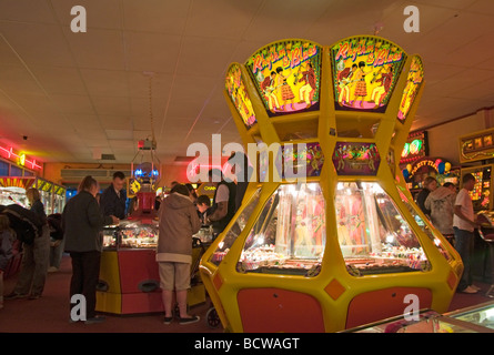 Slot machines in an Amusement arcade Norfolk England Stock Photo