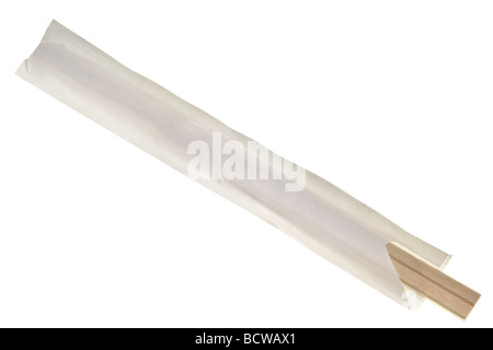 disposable wooden Chinese chopsticks isolated on white Stock Photo