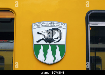 symbol of a billy goat on a Jungfraubahn train in the Swiss Alps Stock Photo