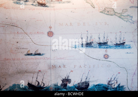 Maritime Museum Antique sea map Barcelona Catalonia Spain Stock Photo