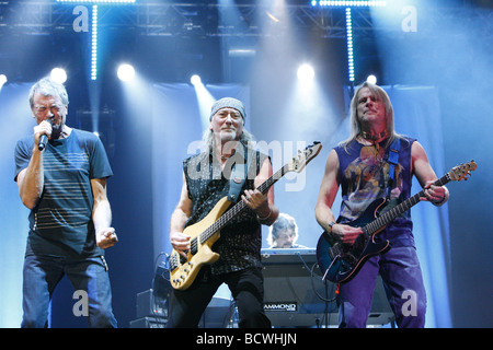 Ian Gillan, Roger Glover, Steve Morse, Deep Purple, English rock band, Open Air Festival, Muehldorf am Inn, Bavaria, Germany Stock Photo