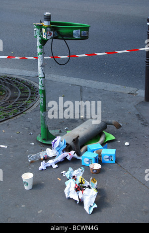 litter bin on Parisian street corner Paris France Stock Photo